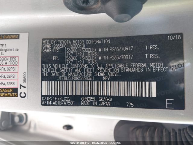 JTEBU5JR8K5638361 Toyota 4runner Trd Off Road Premium