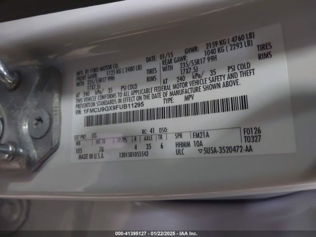 1FMCU9GX9FUB11295 Ford ESCAPE SE