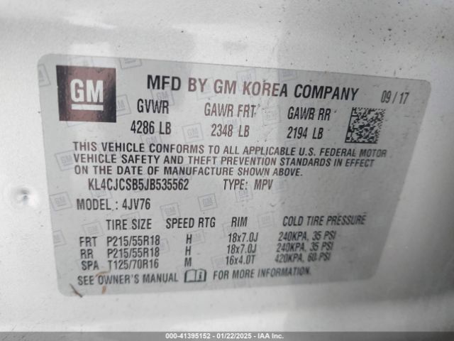 KL4CJCSB5JB535562 Buick Encore Essence