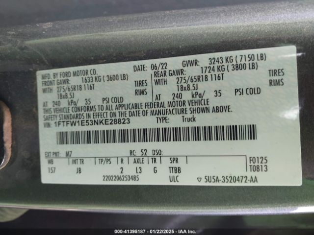 1FTFW1E53NKE28823 Ford F-150 Xl