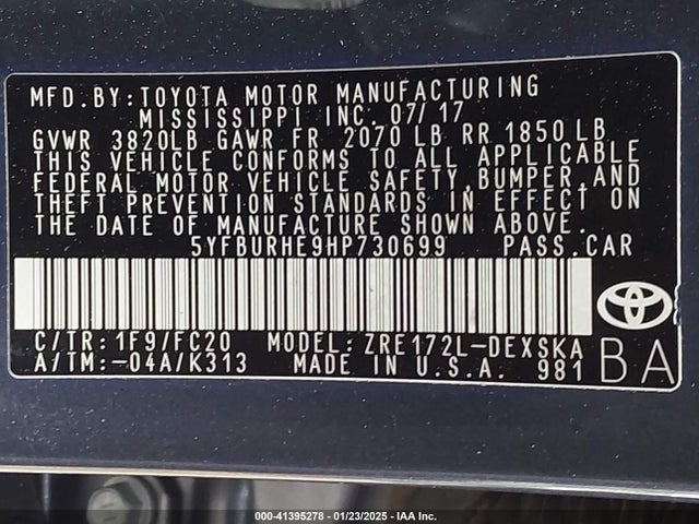 Toyota COROLLA SE 2017 5YFBURHE9HP730699 Image 9