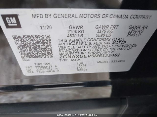 2GNAXUEV5M6122482 Chevrolet Equinox Awd Lt