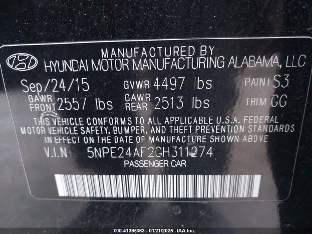 Hyundai SONATA SE 2016 5NPE24AF2GH311274 Image 9
