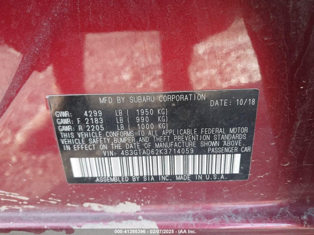 Subaru Impreza 2.0i Premium 2019 4S3GTAD62K3714059 Image 9