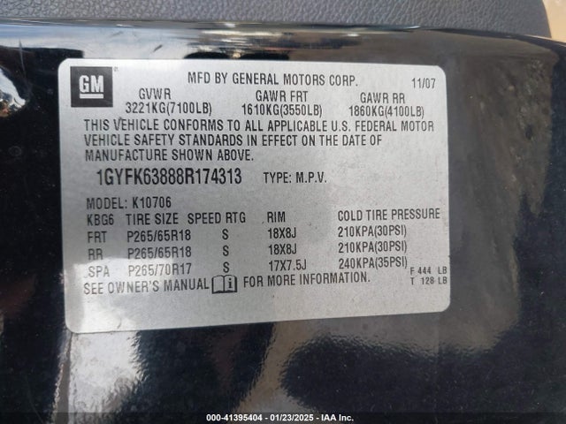 2008 CADILLAC ESCALADE 1GYFK63888R174313 Photo 8