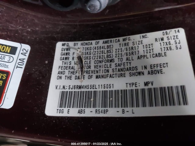 Honda CR-V EX 2014 5J6RM4H55EL115051 Image 9