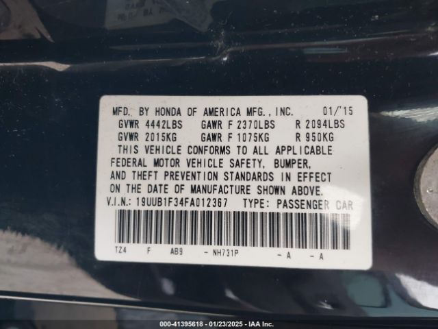 19UUB1F34FA012367 Acura TLX