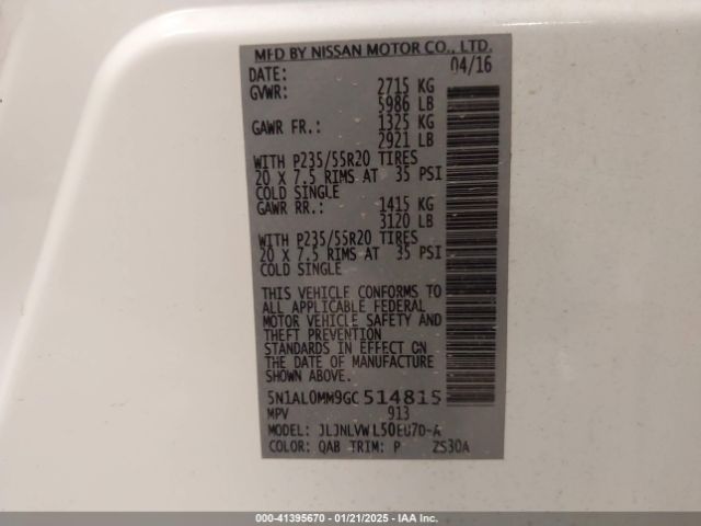 5N1AL0MM9GC514815 Infiniti QX60