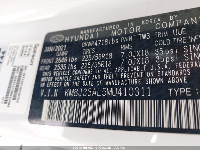 KM8J33AL5MU410311 Hyundai Tucson Limited