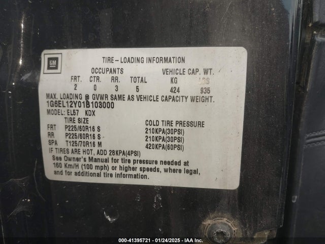 2001 CADILLAC ELDORADO 1G6EL12Y01B103000 Photo 8