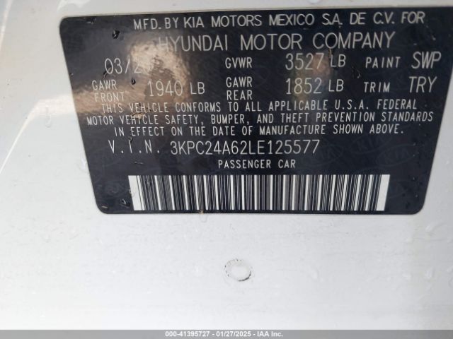 3KPC24A62LE125577 Hyundai Accent Sel