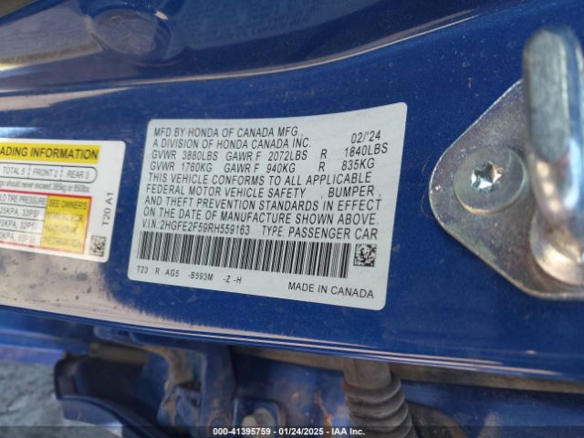 2024 HONDA CIVIC 2HGFE2F59RH559163 Photo 8
