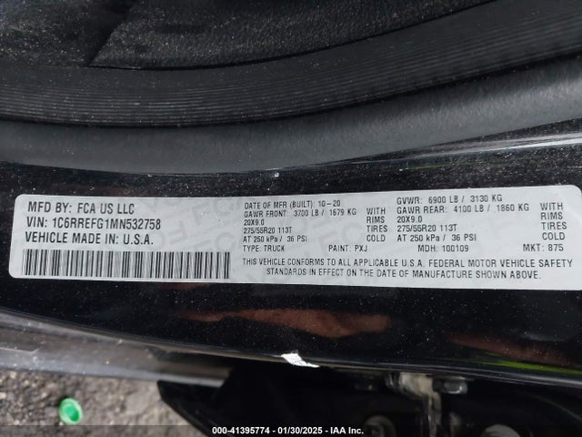 1C6RREFG1MN532758 RAM 1500 Big Horn  4x2 5'7 Box