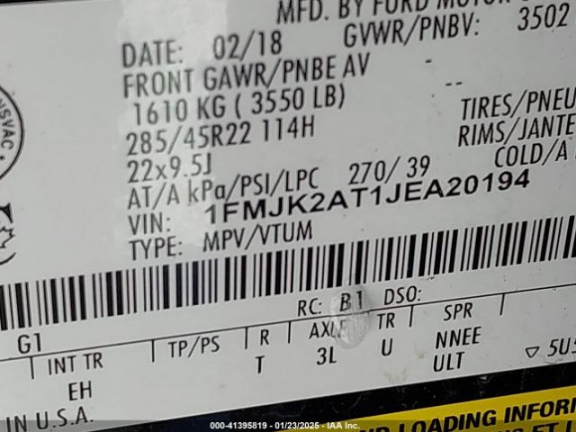 1FMJK2AT1JEA20194 Ford Expedition Max Limited