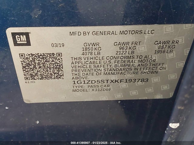 Chevrolet MALIBU LT 2019 1G1ZD5STXKF193783 Image 9