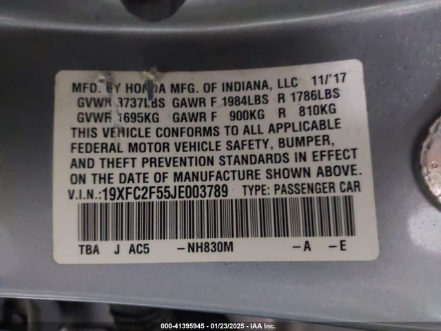 Honda Civic Lx 2018 19XFC2F55JE003789 Image 9