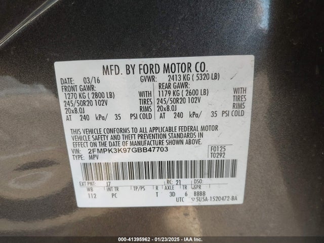 Ford Edge Titanium 2016 2FMPK3K97GBB47703 Image 9