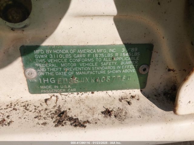 1989 HONDA CIVIC 1HGED354XKA057764 Photo 8