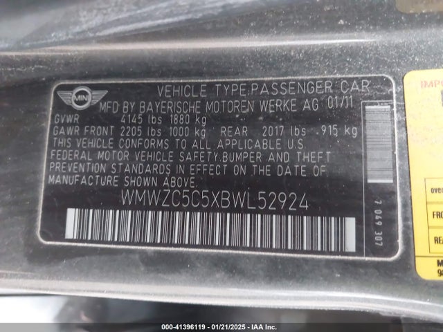 2011 MINI COOPER S COUNTRYMAN WMWZC5C5XBWL52924 Photo 8