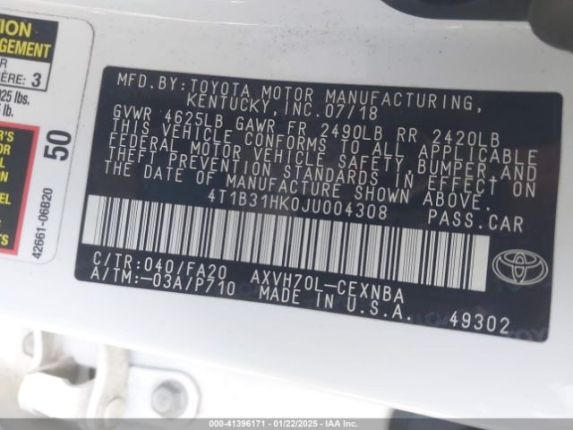 4T1B31HK0JU004308 Toyota a25a-fxs port+direct