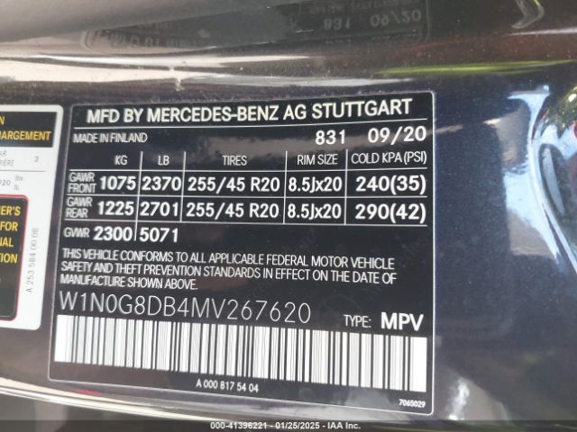 W1N0G8DB4MV267620 Mercedes-Benz Glc 300 Suv