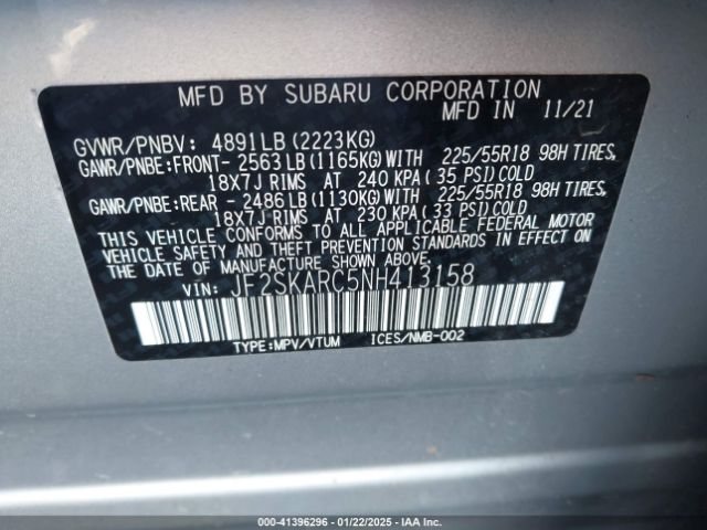 JF2SKARC5NH413158 Subaru Forester Touring