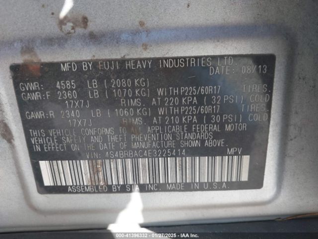 4S4BRBAC4E3225414 Subaru Outback 2.5i