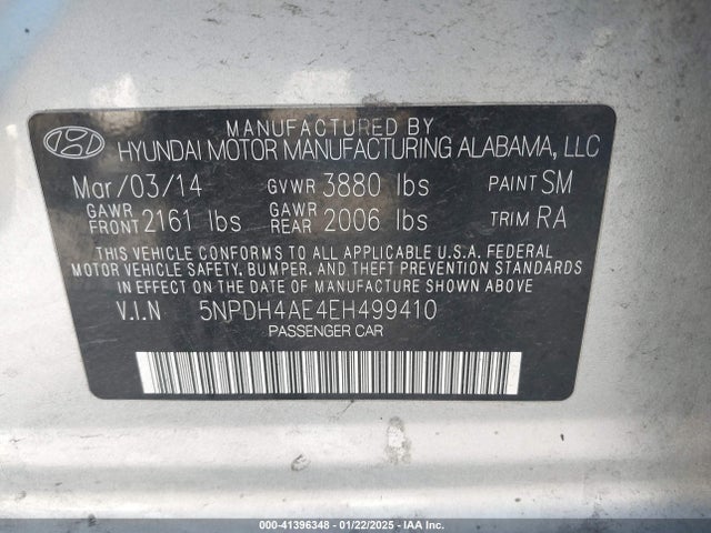 Hyundai ELANTRA SE 2014 5NPDH4AE4EH499410 Image 9