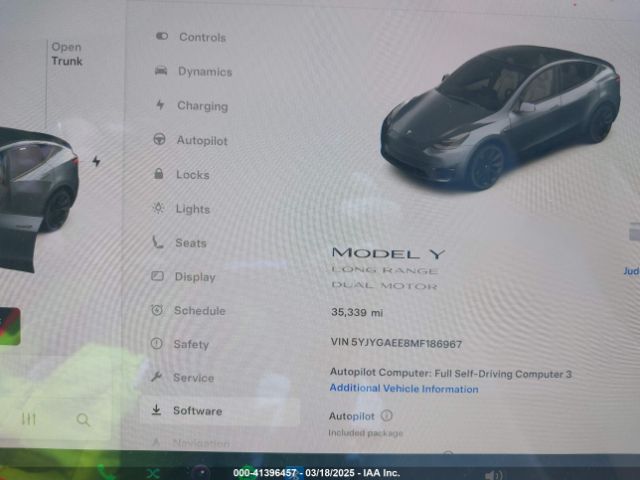 5YJYGAEE8MF186967 Tesla Model Y Long Range Dual Motor All-wheel Drive