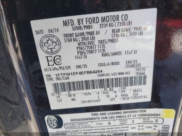 1FTFW1EF4EFB64254 Ford F-150 Xlt