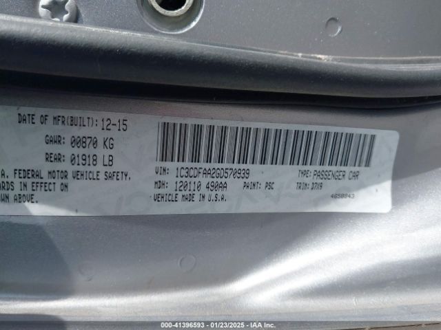 1C3CDFAA2GD570939 Dodge DART SE
