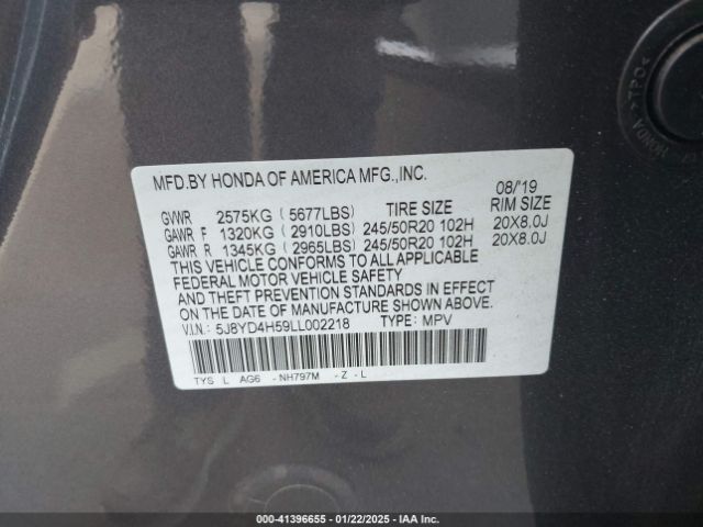 5J8YD4H59LL002218 Acura Mdx Technology Package