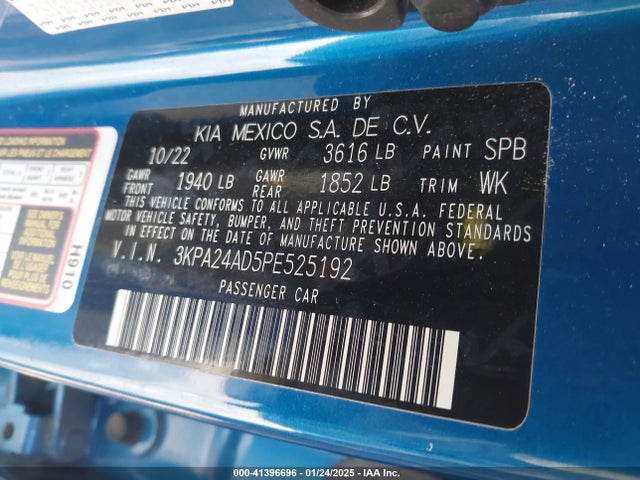 3KPA24AD5PE525192 KIA RIO S