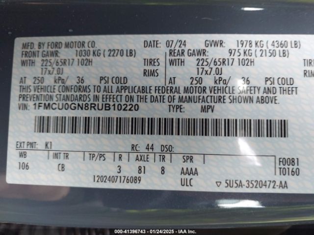 2024 FORD ESCAPE 1FMCU0GN8RUB10220 Photo 8