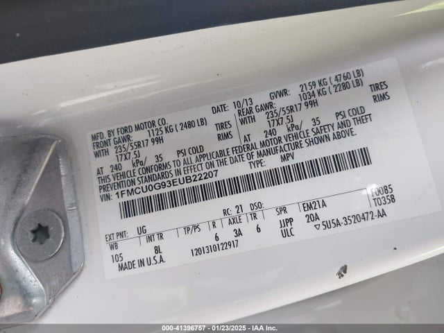 Ford ESCAPE SE 2014 1FMCU0G93EUB22207 Image 9