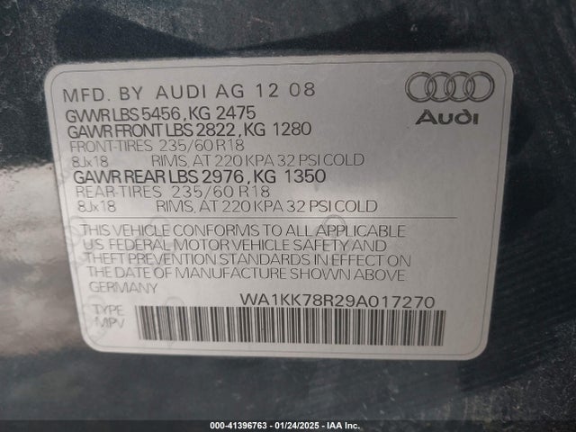 2009 AUDI Q5 WA1KK78R29A017270 Photo 8