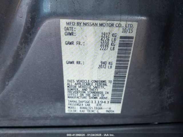 1N4AL3AP5GC111943 Nissan Altima 2.5 Sl
