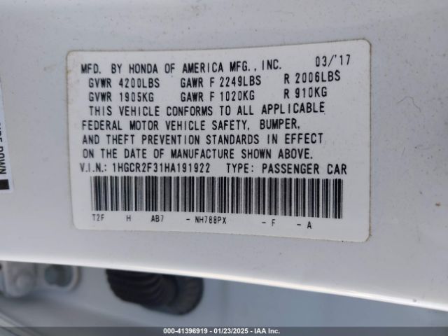 1HGCR2F31HA191922 Honda ACCORD LX
