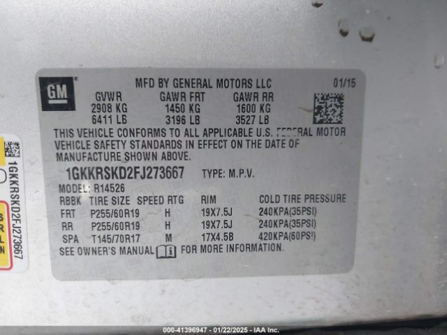 1GKKRSKD2FJ273667 GMC Acadia Slt-2