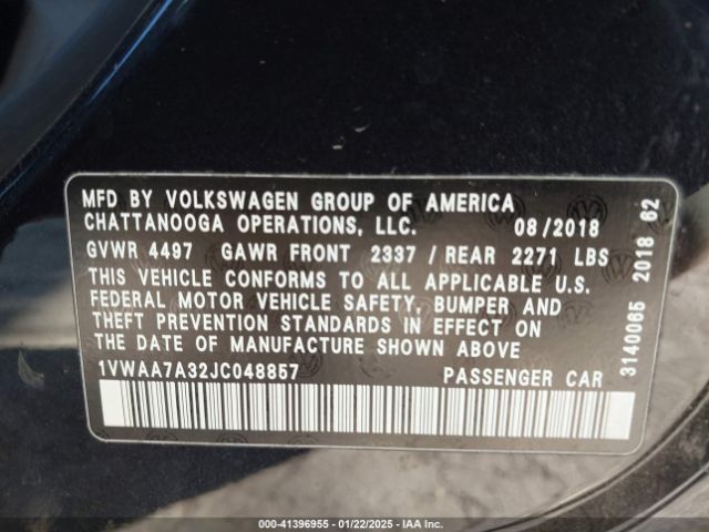 1VWAA7A32JC048857 Volkswagen Passat 2.0t R-line/2.0t S