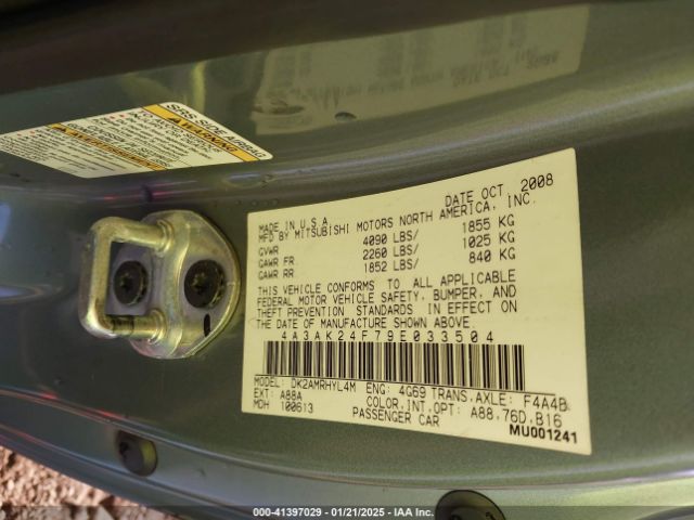 2009 MITSUBISHI ECLIPSE 4A3AK24F79E033504 Photo 8