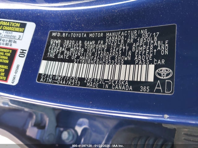 Toyota COROLLA SE 2017 2T1BURHE6HC933209 Image 9
