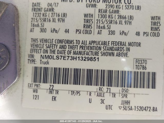 NM0LS7E73H1329851 Ford Transit Connect Xl