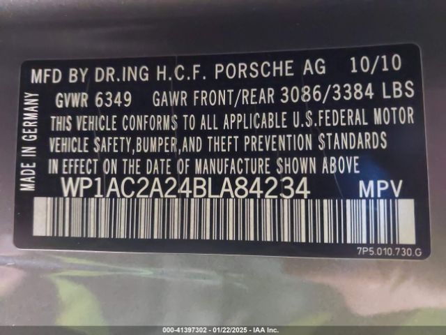 2011 PORSCHE CAYENNE WP1AC2A24BLA84234 Photo 8