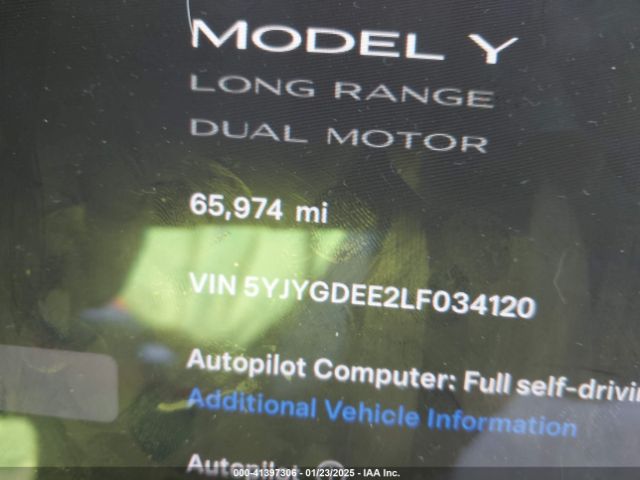 5YJYGDEE2LF034120 Tesla Model Y Long Range Dual Motor All-wheel Drive