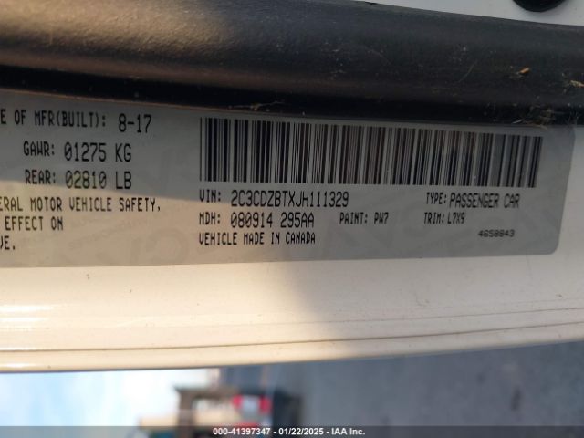 2C3CDZBTXJH111329 Dodge Challenger R/t