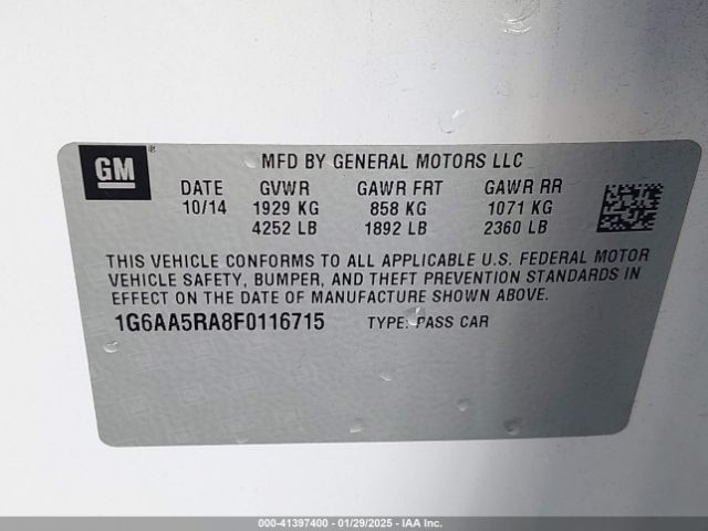 1G6AA5RA8F0116715 Cadillac Ats Standard