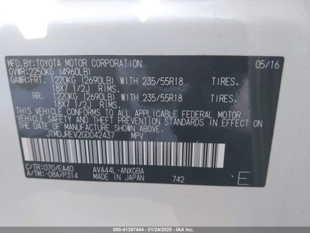 JTMDJREV2GD042437 Toyota Rav4 Hybrid Limited