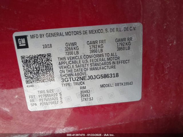 3GTU2NEJ0JG586318 GMC Sierra 1500 Slt