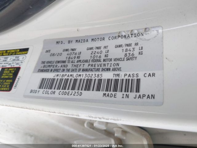 JM1BPAML0M1302385 Mazda Mazda3 Premium